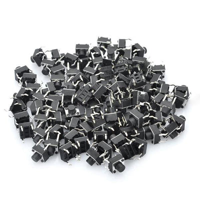 100 pcs PA66 DC 12V 50mA Tact Switch, Size: 6 x 6 x 6 mm