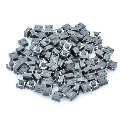 100 pcs PA66 DC 12V 50mA Tact Switch, Size: 6 x 6 x 4.3mm