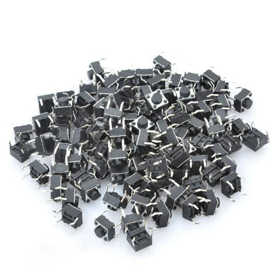 100 pcs PA66 DC 12V 50mA Tact Switch, Size: 6 x 6 x 5mm