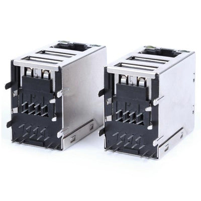 2 pcs RJ45 + Dual USB Ports Connector for Computer