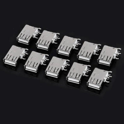 USB 4-Pin Female 90 Degree Side Inserted Socket Connector (10 Pcs in One Package, the Price is for 10 Pcs)