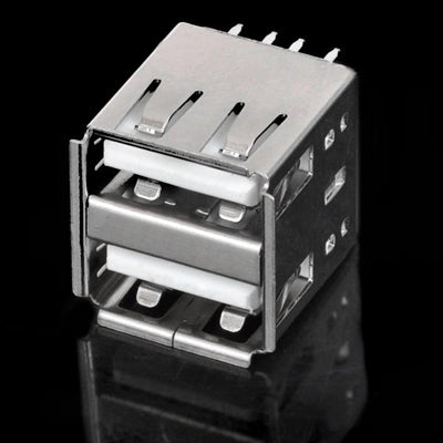 Dual USB Female Type A 180 Degree DIP Socket Connector (10 Pcs in One Package, the Price is for 10 Pcs)