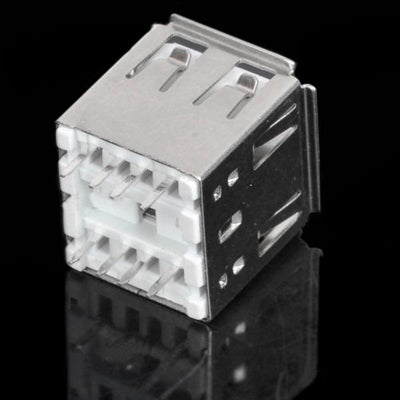 Dual USB Female Type A 180 Degree DIP Socket Connector (10 Pcs in One Package, the Price is for 10 Pcs)