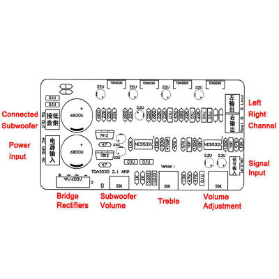 TDA2030A 2.1 Circuit Amplifier Stereo Audio 2-Channel Subwoofer Amplifier Board