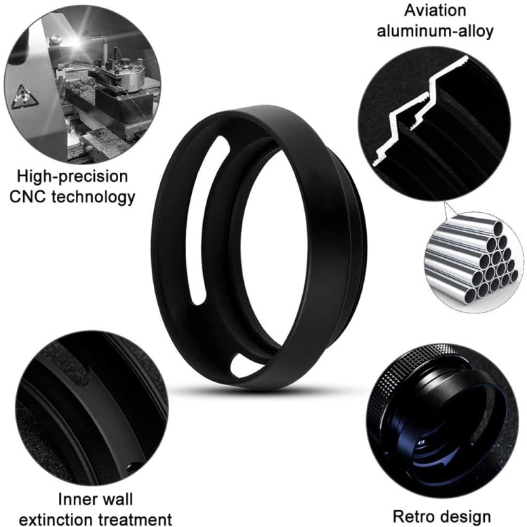 37mm Metal Vented Lens Hood for Leica(Black)