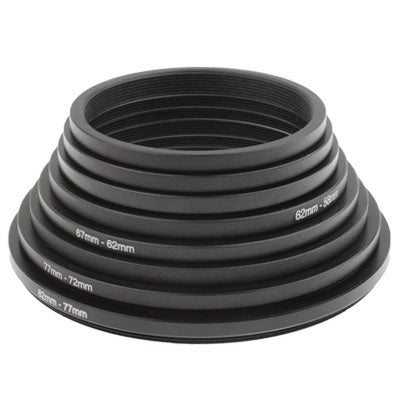 82mm-49mm Lens Stepping Ring, Include 8 Lens Stepping Rings (82mm-77mm, 77mm-72mm, 72mm-67mm, 67mm-62mm, 62mm-58mm, 58mm-55mm, 55mm-52mm, 52mm-49mm)