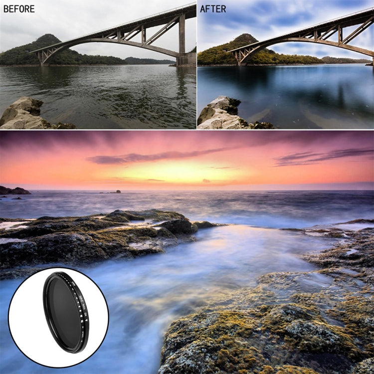 77mm ND Fader Neutral Density Adjustable Variable Filter ND 2 to ND 400 Filter(Black)