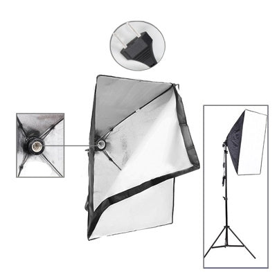 50x70cm Folding Easy Soft Box with E27 Bulb Socket, US Plug Adapter(Black)