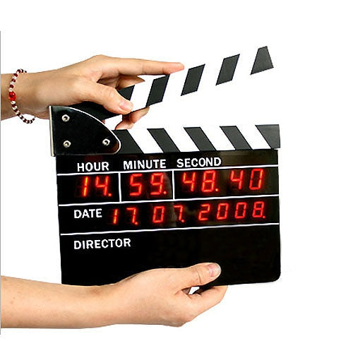 USB Clapper Film Action Board Digital LED Alarm Clock Gadgets Gift, 8.6 x 6.3 inch