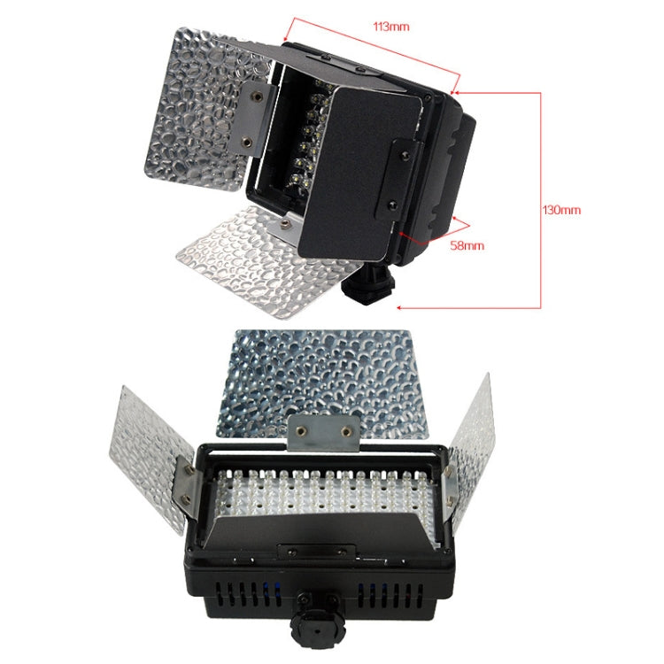70 LED Video Light with Three Color Temperature Transparent Films (Tawny / White / Purple)(Black)