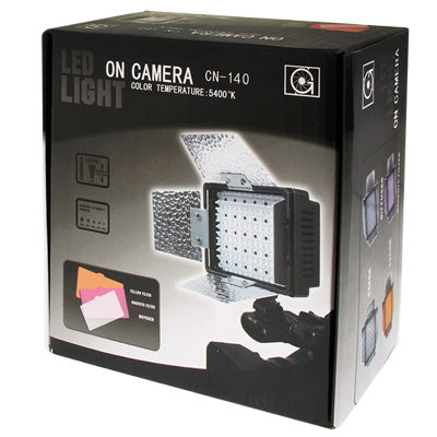 140 LED Video Light with 2 Color Temperature Transparent Films (Orange / White)(Black)