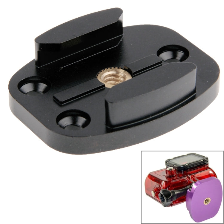 Aluminum Flat Surface W Shape Mount Tripod Camera Adapter for GoPro Hero 4 / 3+ / 3 / 2 / 1, Size: 5cm x 4cm x 1.5cm(Black)
