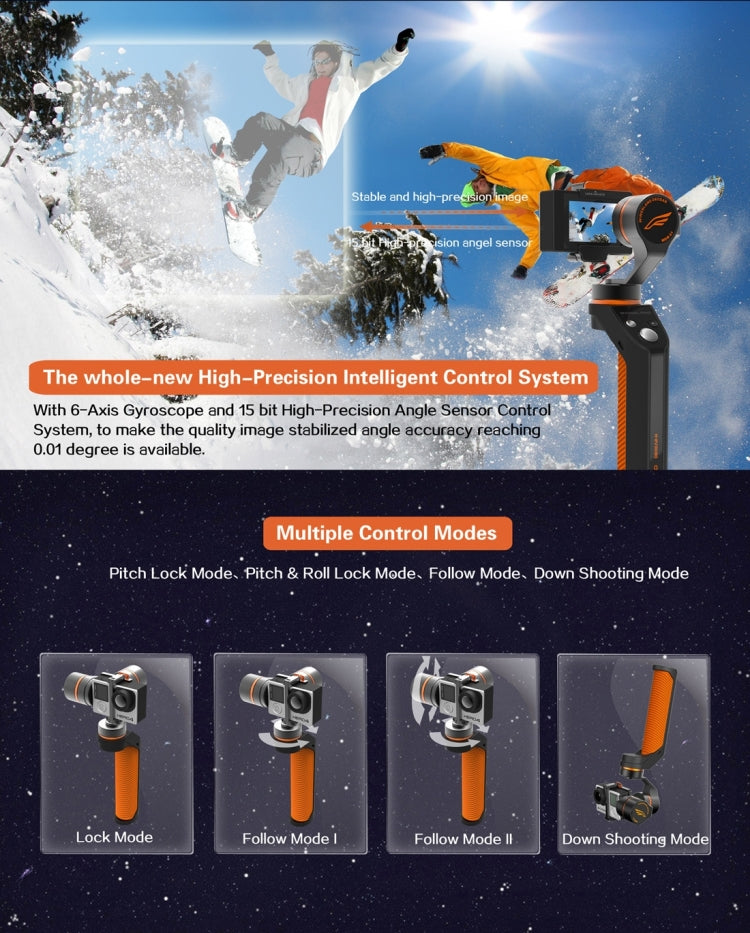 Virpo 3 Axis Handheld Brushless Gimbal Stabilizer Camera Mount for GoPro HERO4 /3+ /3 / SJCAM SJ4000