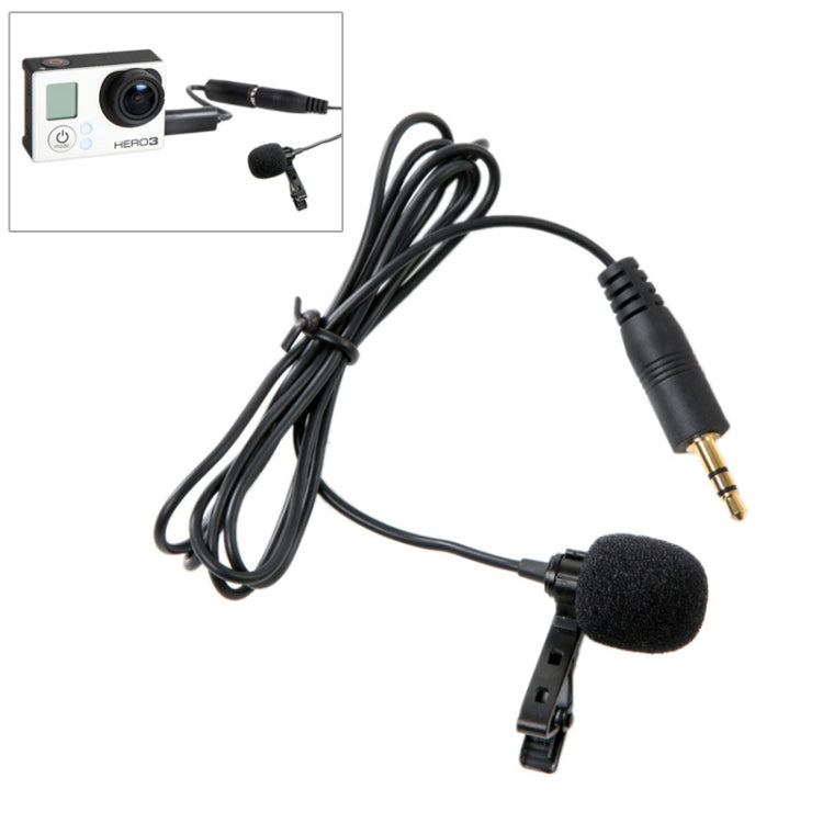 Tie-Clip Professional Design Mini Microphone with 3.5mm External Microphone Mic Adapter Cable for Gopro HERO 4 / 3+ / 3 Camera
