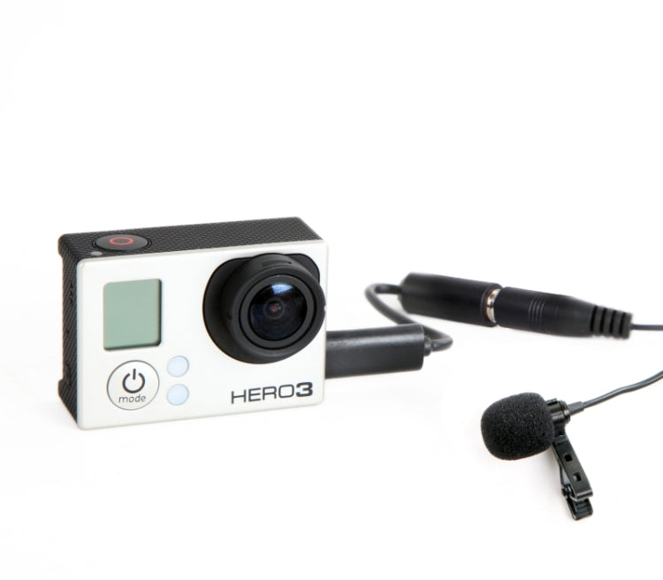 Tie-Clip Professional Design Mini Microphone with 3.5mm External Microphone Mic Adapter Cable for Gopro HERO 4 / 3+ / 3 Camera