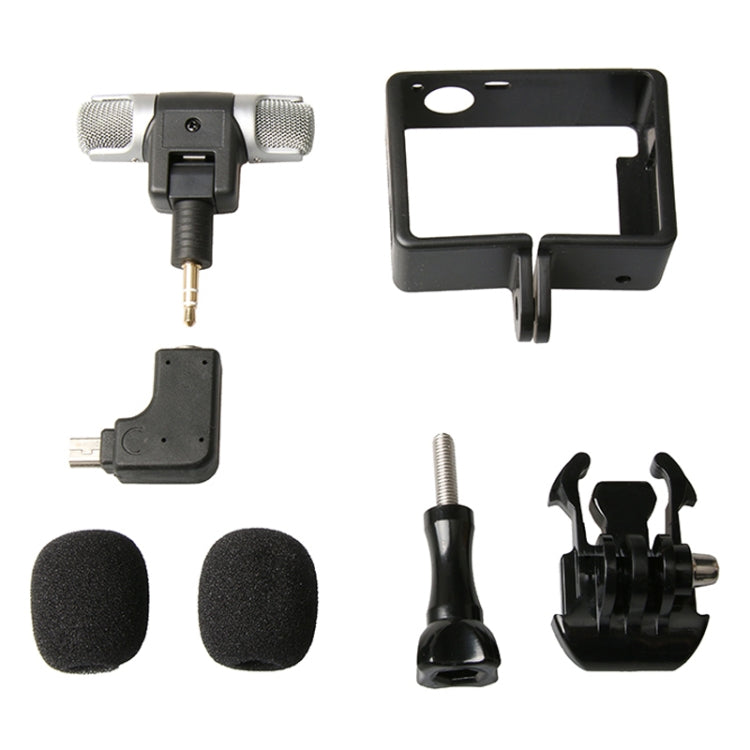 External High Fidelity Mini USB Stereo Microphone Kits with Side Case Frame + Windshield for GoPro HERO4 /3+ /3 Camera