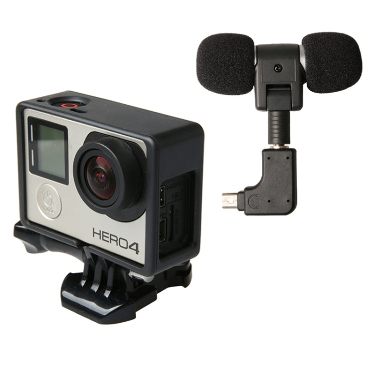 External High Fidelity Mini USB Stereo Microphone Kits with Side Case Frame + Windshield for GoPro HERO4 /3+ /3 Camera