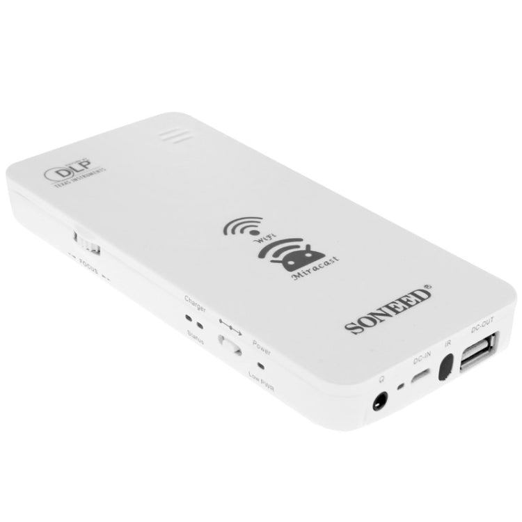 Wireless Wifi Mini Mobile Cinema Multimedia DLP Projector for iPhone, Galaxy, Sony, Huawei, Support iOS / Android / Windows / Mac OS System, 50 Lumens, SP-1200W