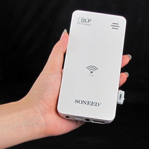 Wireless Wifi Mini Mobile Cinema Multimedia DLP Projector for iPhone, Galaxy, Sony, Huawei, Support iOS / Android / Windows / Mac OS System, 50 Lumens, SP-500W(White)