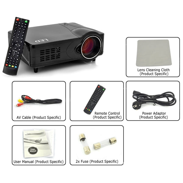 2200 Lumens 800 x 600P HD 5.0 inch LCD Panel LED Multimedia Projector with Remote Control, Support HDMI / VGA / AV / USB / SD Card, 1000:1 (PRJ-D9HU)
