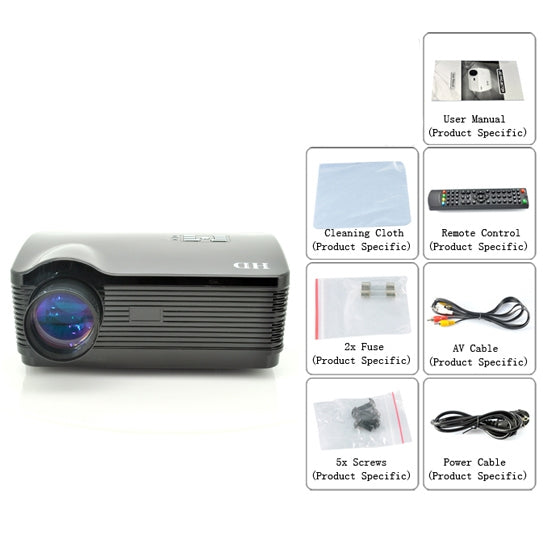 HD Panther 3000 ANSI Lumens 1280 x 768P HD 5.8 inch LCD Panel LED Projector with Remote Control, Support HDMI / VGA / AV / USB / SD Card, 2000:1 (PRJ-H1)