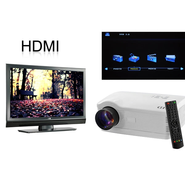 HD Dream 3000 Lumens 1280 x 768P HD 5.8 inch LCD Panel LED Projector with Remote Control, Support HDMI / VGA / AV / USB / SD Card, 2000:1 (PRJ-H3-W)