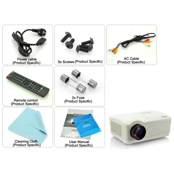 HD Dream 3000 Lumens 1280 x 768P HD 5.8 inch LCD Panel LED Projector with Remote Control, Support HDMI / VGA / AV / USB / SD Card, 2000:1 (PRJ-H3-W)