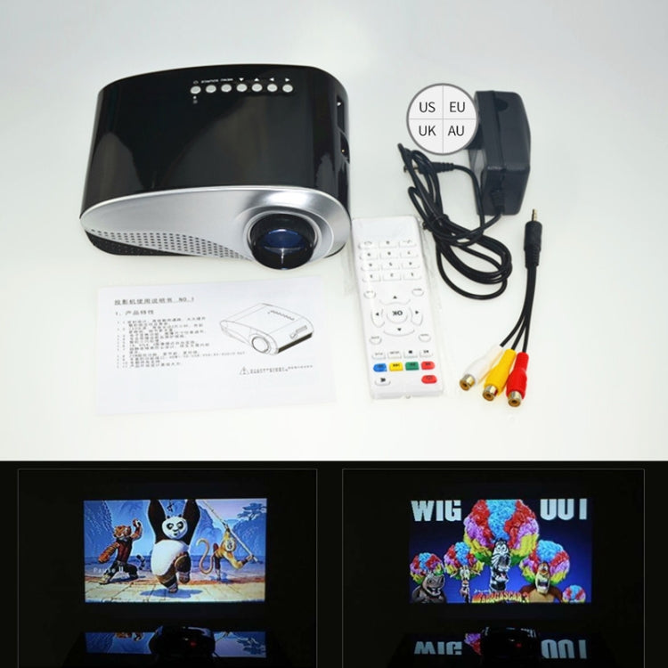1080P HD Mini LED Projector for Home Multimedia Cinema, Support  AV / TV / VGA / USB / HDMI / SD,