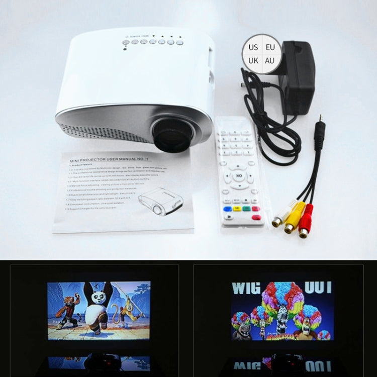 1080P HD Mini LED Projector for Home Multimedia Cinema, Support  AV / TV / VGA / USB / HDMI / SD,