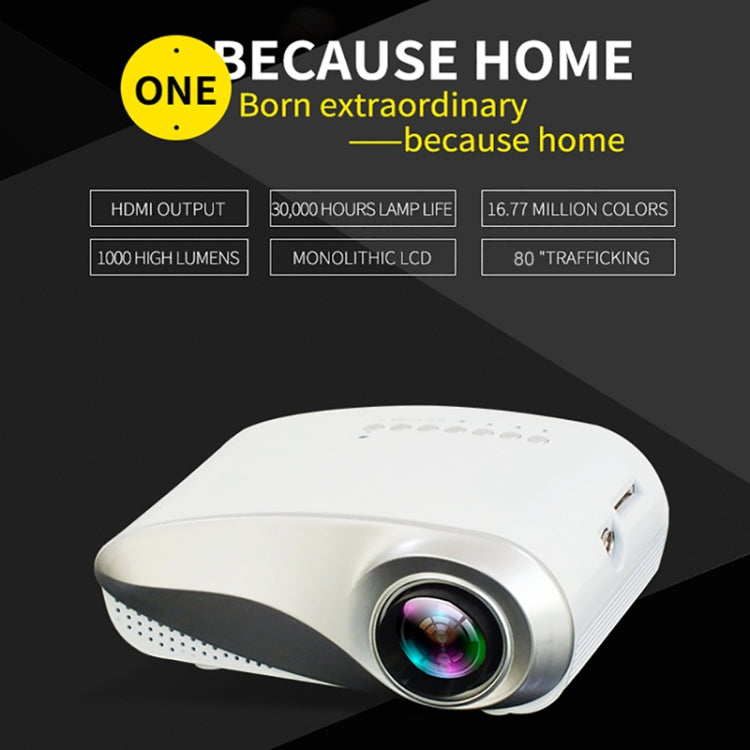 1080P HD Mini LED Projector for Home Multimedia Cinema, Support  AV / TV / VGA / USB / HDMI / SD,
