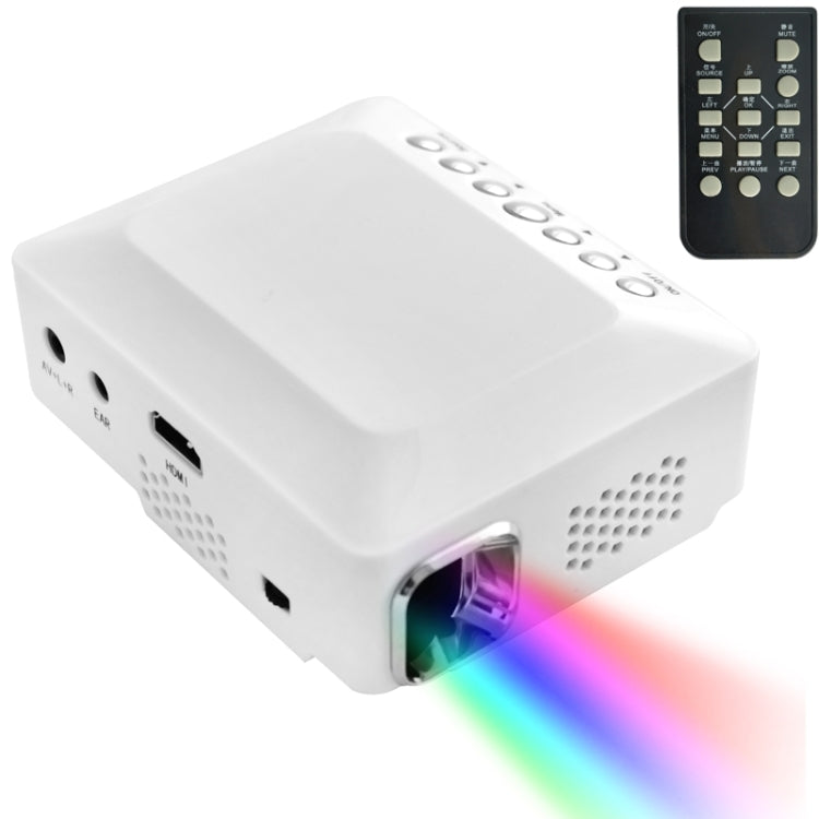DLP Display Portable Mini LED Projector, Support HDMI/AV/VGA/USB, Size: 110x95x50mm(White)
