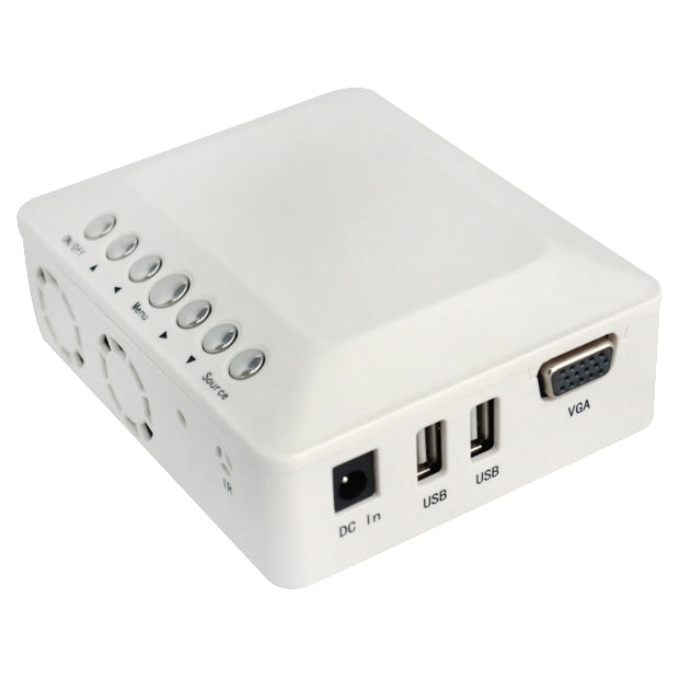 DLP Display Portable Mini LED Projector, Support HDMI/AV/VGA/USB, Size: 110x95x50mm(White)