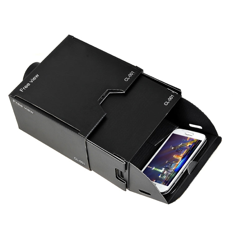 Free View DIY Portable Cardboard + Ordinary Optical Glass Lens Phone Projector(Black)