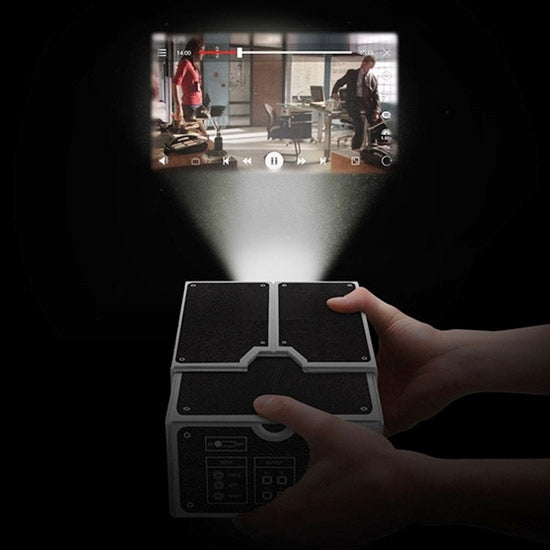 Free View DIY Portable Cardboard + Ordinary Optical Glass Lens Phone Projector(Black)