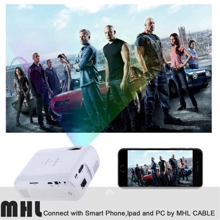 Uhappy U80 Portable Home Theater 1080P LED HD Mini Digital Projector, Support HDMI, VGA, USB