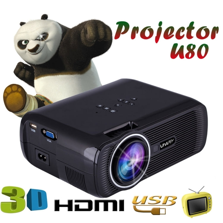 Uhappy U80 Portable Home Theater 1080P LED HD Mini Digital Projector, Support HDMI, VGA, USB