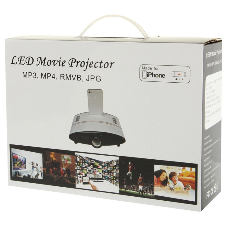 Multimedia LED Movie Projector with Remote Controller, Built-in Speaker, Support TF Card / USB / AV Input / Charging for Mobile Phone(Black)