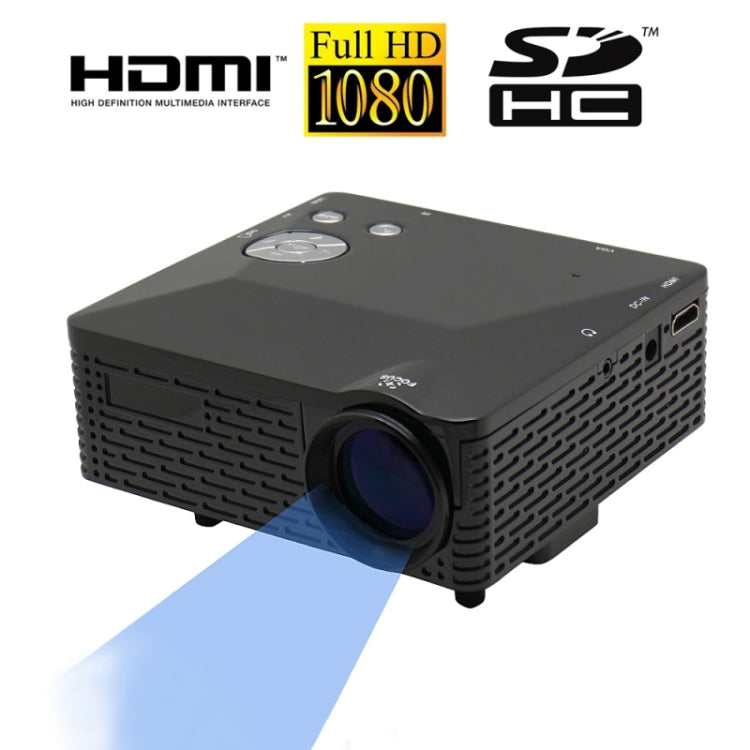 PRJ-BL18 Black, 60 Lumens Mini Projector, Support AV / VGA / USB / SD / HDMI Multiple Interface