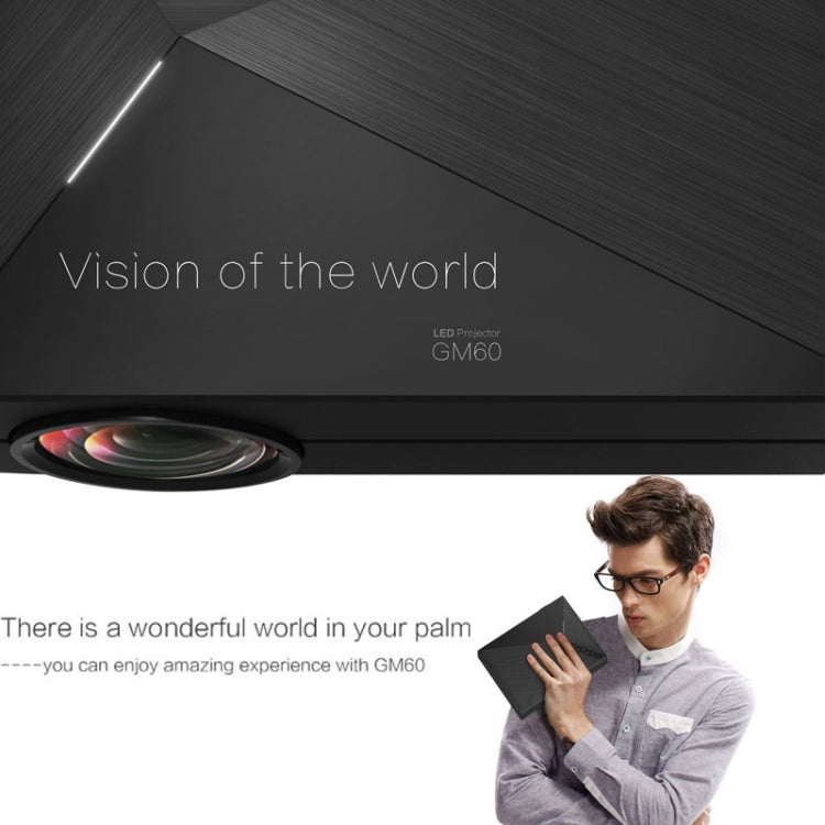 GM60 1000LM 800x480P LED Projector for Home Theater, Support HDMI / VGA / AV-in / SD / USB(Black)
