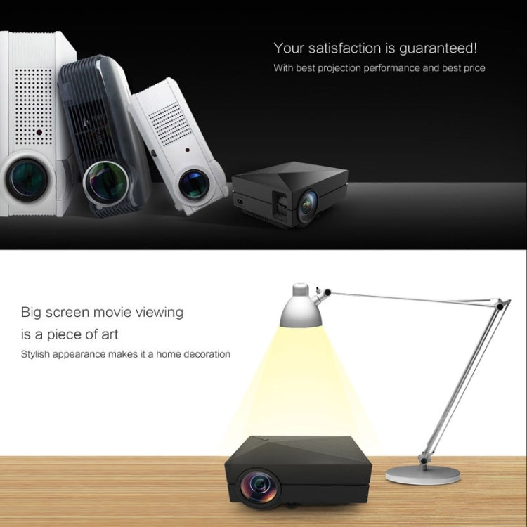 GM60 1000LM 800x480P LED Projector for Home Theater, Support HDMI / VGA / AV-in / SD / USB(Black)
