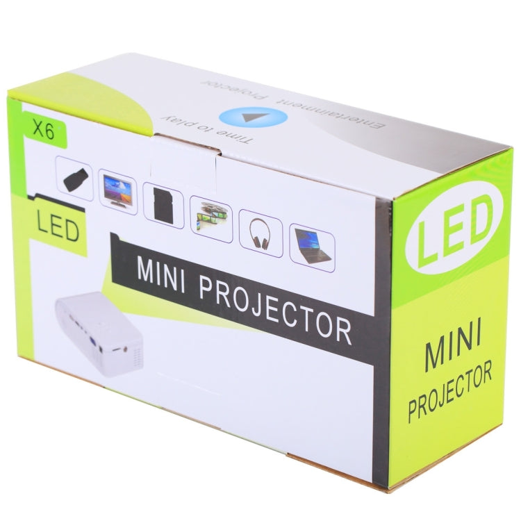 X6 Full HD 1080P 100LM Mini LED Home Theater Projector with Remote Control, Support HDMI / VGA / SD / RCA