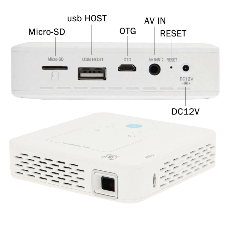 Full HD 1080P 100LM 854*480 pixels Mini LED Portable Home Theater Projector, Support AV / USB / TF, Built-in Stereo Speaker(White)