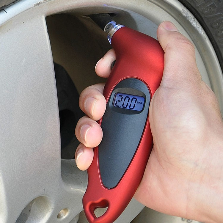 Digital Tire Gauge with LED Flash light, Pressure Range: 0-100PSI(Red)