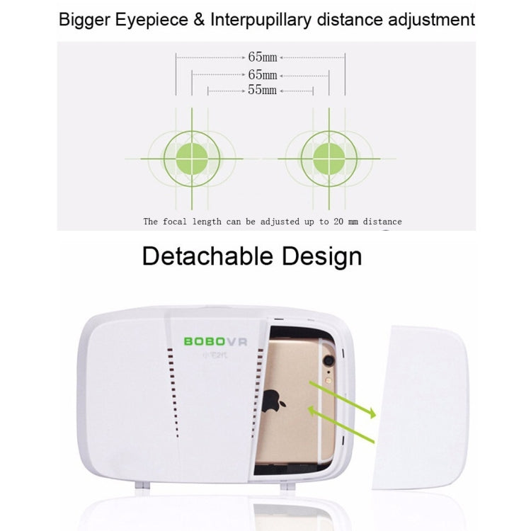 BOBO II Universal Virtual Reality 3D Video Glasses with Black Button Bluetooth Remote Controller for 4 to 6 inch Smartphones