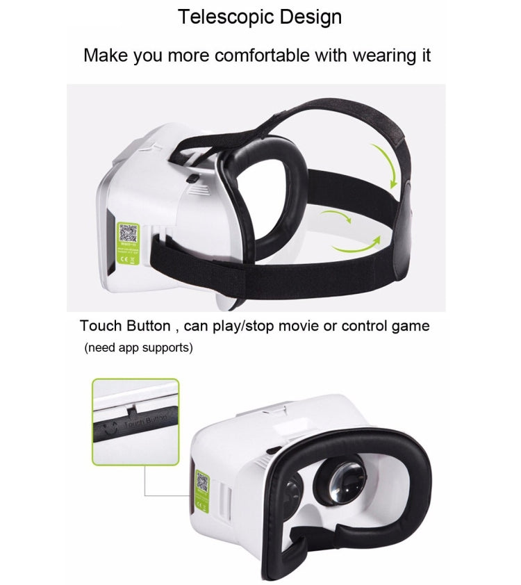BOBO II Universal Virtual Reality 3D Video Glasses with Black Button Bluetooth Remote Controller for 4 to 6 inch Smartphones