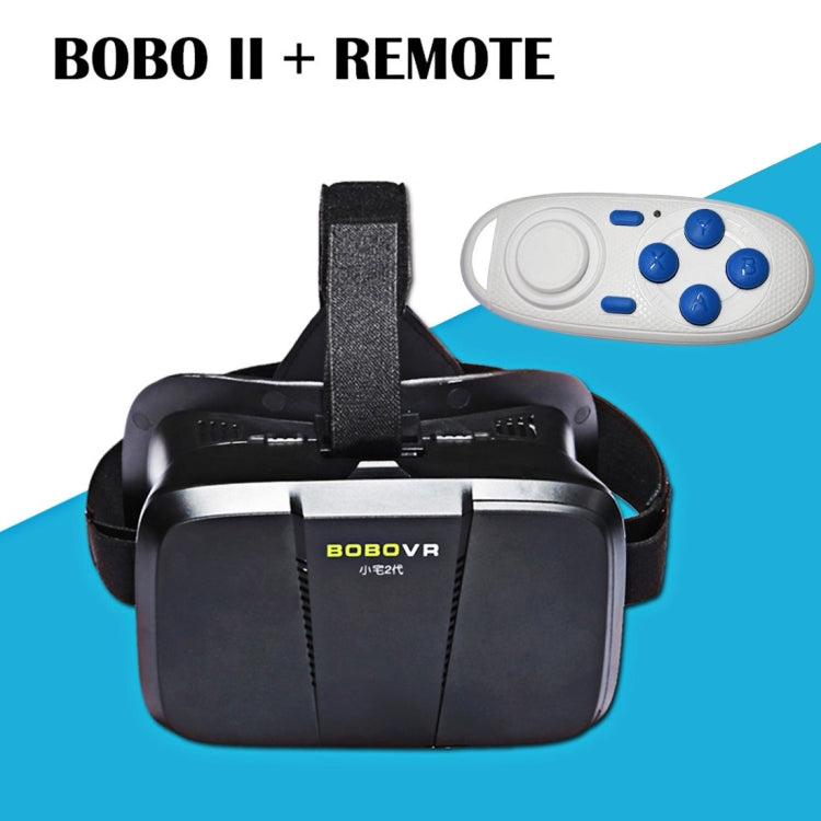 BOBO II Universal Virtual Reality 3D Video Glasses with Blue Button Bluetooth Remote Controller for 4 to 6 inch Smartphones