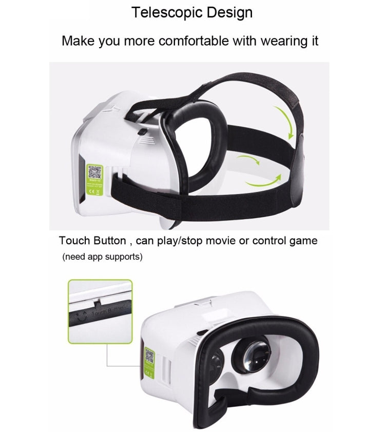 BOBO II Universal Virtual Reality 3D Video Glasses with Blue Button Bluetooth Remote Controller for 4 to 6 inch Smartphones