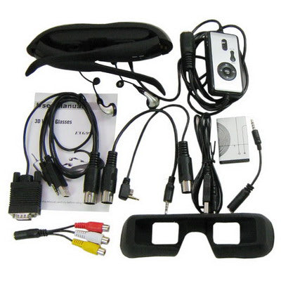 920k Pixels 3D Gaming Video Eyewear for MP4, PDA, iPod, PS2, PS3, XBOX, DVD Player and 80 inch Virtual Image Screen (1M distance), Resolution: 640X480 VGA, Support 3D video, 3D PC games(Black)