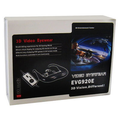 920k Pixels 3D Gaming Video Eyewear for MP4, PDA, iPod, PS2, PS3, XBOX, DVD Player and 80 inch Virtual Image Screen (1M distance), Resolution: 640X480 VGA, Support 3D video, 3D PC games(Black)