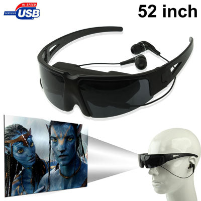 52 inch Virtual Display 2D Video Glasses, Support AV IN Function, Distance: 2m(Black)